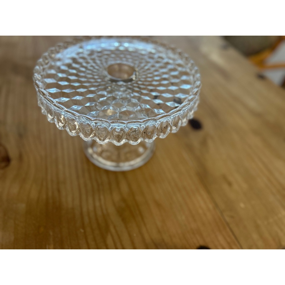 Vintage Fostoria American‎ Pattern Cake Stand Scalloped Edge - Picture 3 of 6